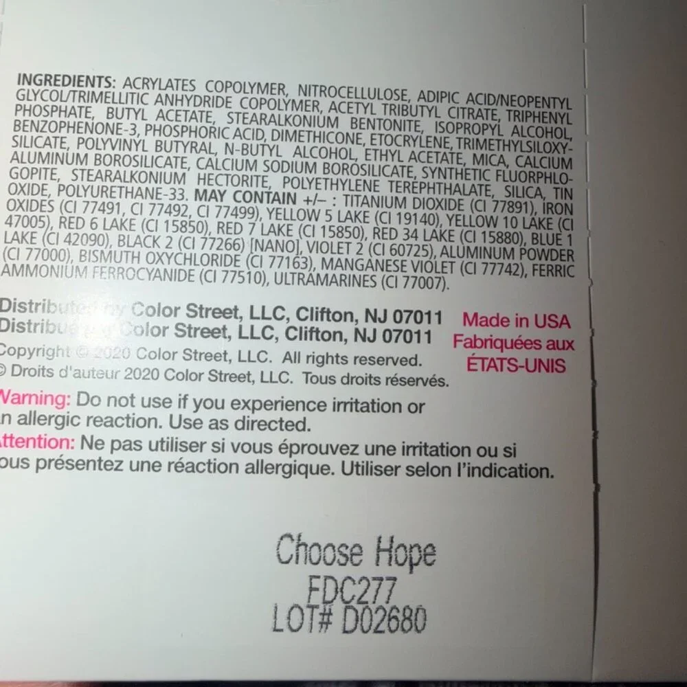 Choose Hope -‎ Color Street Nail Polish Strips NWT Retired Awareness Set
